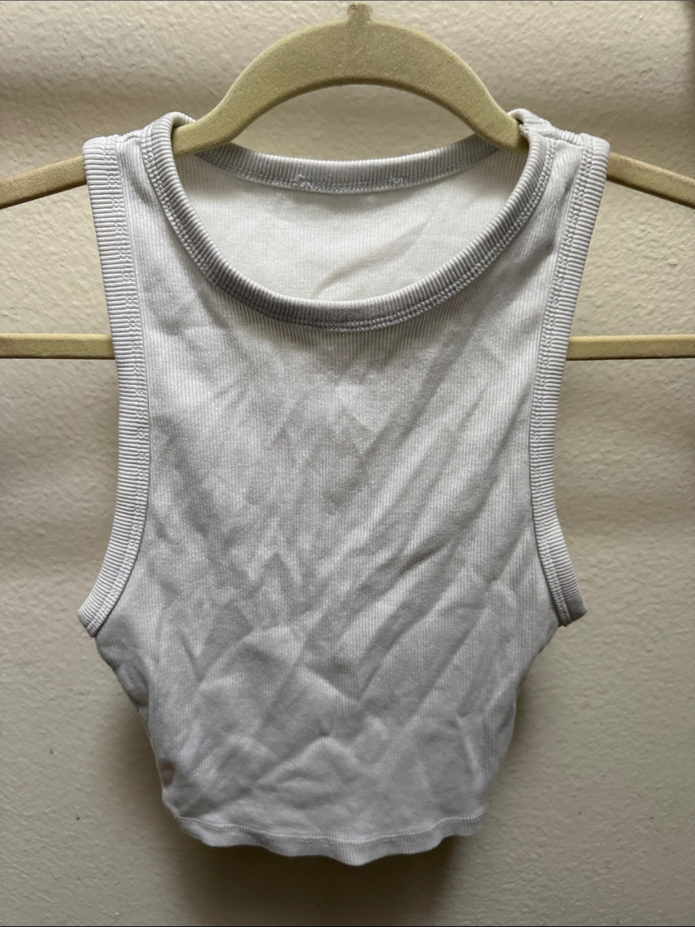 Zara Olive Gray Ribbed Crop Tank - Picture 3 of 4